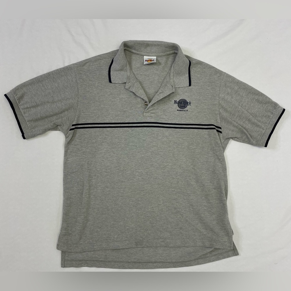 Vintage HARD ROCK CAFE Nashville Mens Polo Shirt Medium Grey
